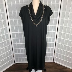 Black Cow Neck Straight Dress Size 1X